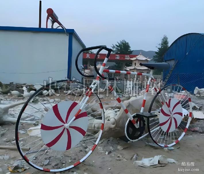 共享单车海浪雕塑,骑行运动人物雕塑