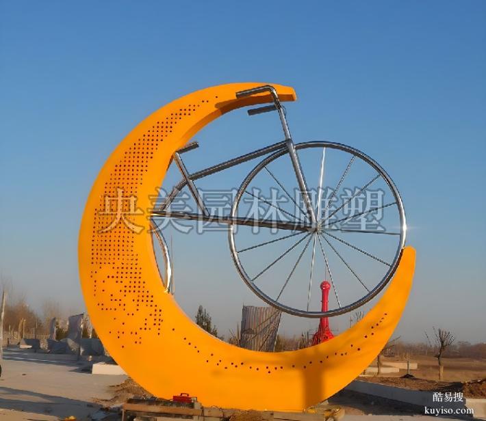 骑自行车抽象不锈钢雕塑,自行车主题雕塑
